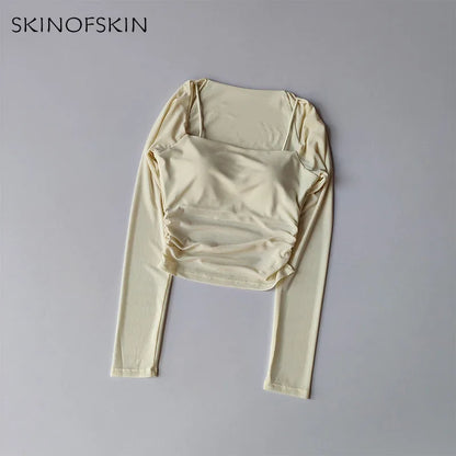 Yoga Clothes Women Sports Tops Fixed Chest Pads Mesh Splicing Slimming Long Sleeves Fashionable Running Training Fitness Clothes.