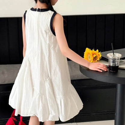 Neues Sommer-Mädchen-Prinzessinnenkleid für Kinder, ärmelloses Kleid mit Rüschen, Design-Kleider für Teenager, Kinder, lässiges Urlaubs-Strandkleid.