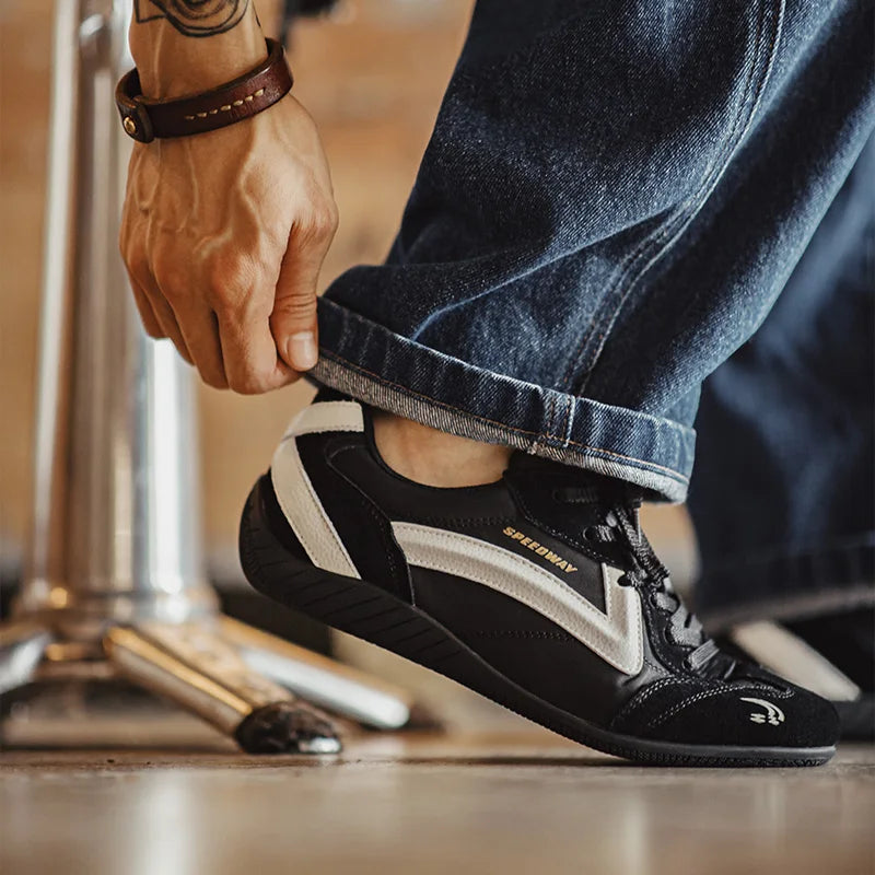 Maden Unisex Summer Vintage Patchwork Racing Shoes Breathable German Trainers Sneakers Thin Sole Casual Lace-Up Sporty Shoes.