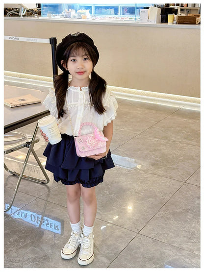 Lovely Sequin Girls Square Shoulder Bag Fish Tail Starfish Princess Crossbody Bags Bead Handle Children's Small Handbags Purse.