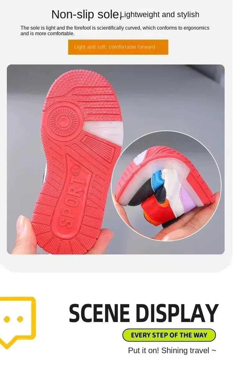 2025 Disney Kids Sneaker Cute Minnie Mickey Cartoon Led Lighted Shoes for Boys Girls Luminous Shoes Toddler Flash Lights.