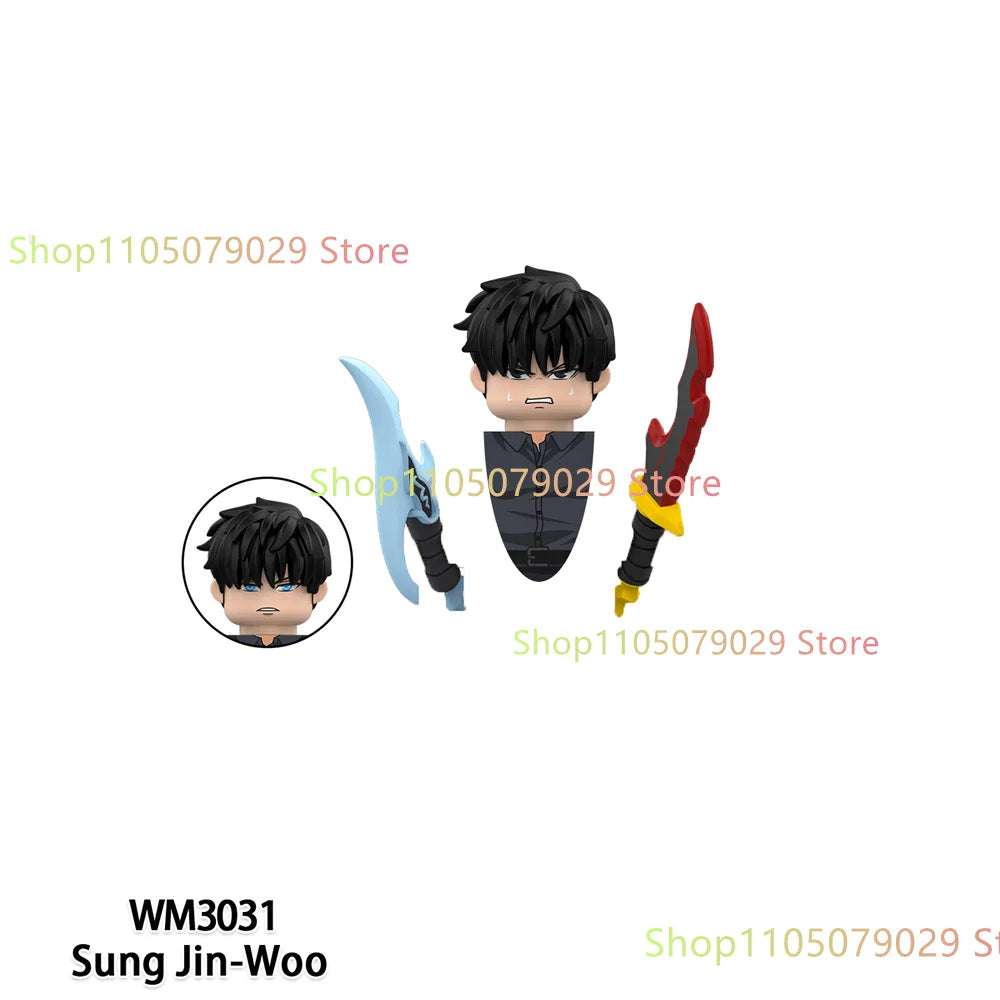WM6220 WM6221 Anime Cartoon TV Toy Sung Jin Woo Solo Leveling Man S Hunter Level Up Building Blocks for Kids Collect Toys Gift.
