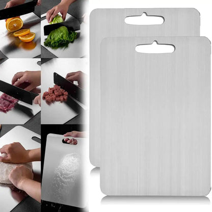 Titanium Cutting Boards for Kitchen Stainless Board 304 Steel Thickened Double Sided Food Grade Portable Fruit Meat Chopping.