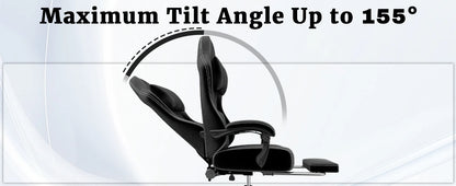 Ergonomischer Gaming-Stuhl, elektronischer Gaming-Stuhl mit Massage-Lendenwirbelstütze und Fußpedalen, Computerstuhl aus Stoff