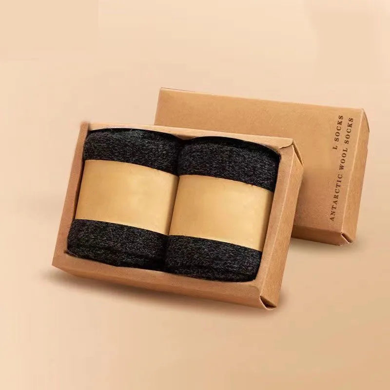 2Pairs/Men's Socks Super Thick Wool High Quality Merino Wool Socks Business Fall Winter Comfortable Mid-leg Socks Large Size Men