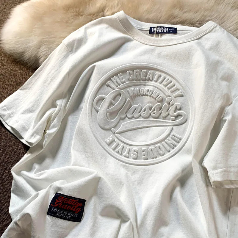 Vintage 3D Print Steel Seal Print Mens Short-sleeved T-Shirt Casual T Shirt Couples T-shirts Women Men's Loose Tees.