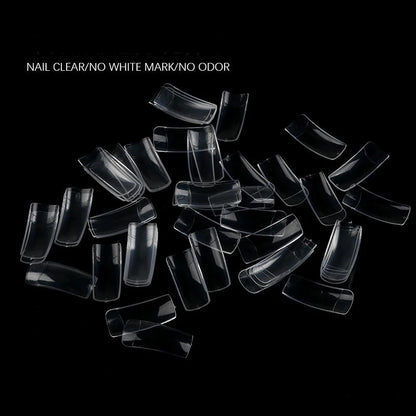 Set of 500 Natural Clear Full Cover False Nails and French Half Tips for Nail Art Manicure 10 Sizes.