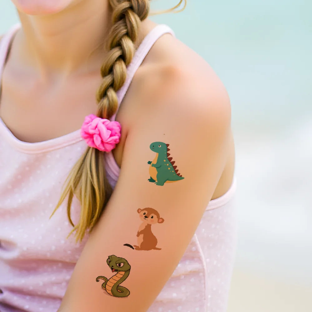 54 stücke Temporäre Tattoo Fictional Tier Darstellungen Cartoon Cartoon Tiere Wildlife Icons Temporäre Tattoo Aufkleber Für Arme.