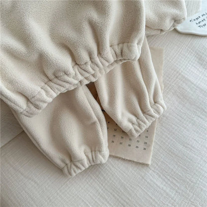 Kids Fleece Warm Set Winter Plus Velvet Outfits Long Sleeved Pullover Tops+Pants 2Pcs Autumn Children's Casual Clothing Suits.