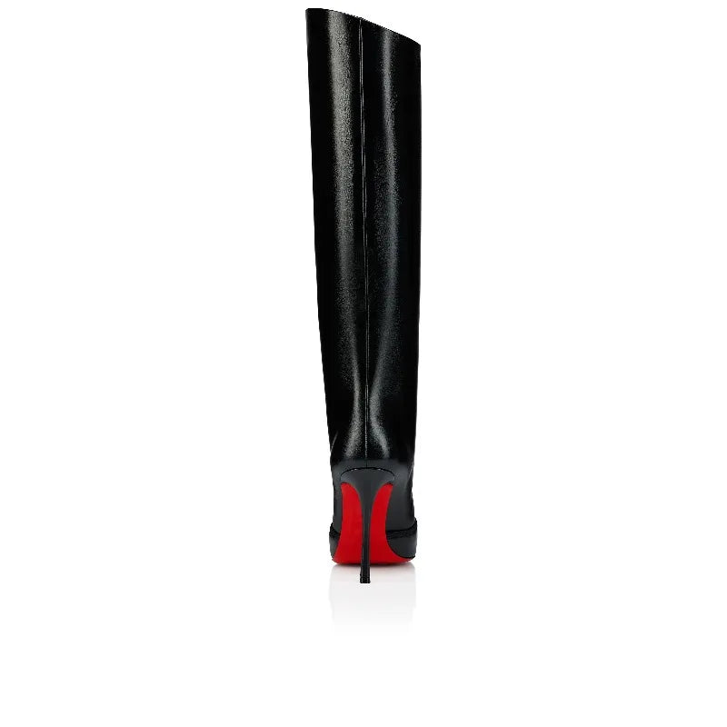 European and American Fashion Niche High-heeled Square Toe Side Zipper Knee High Bow Boots Women's Versatile Banquet Shoes.