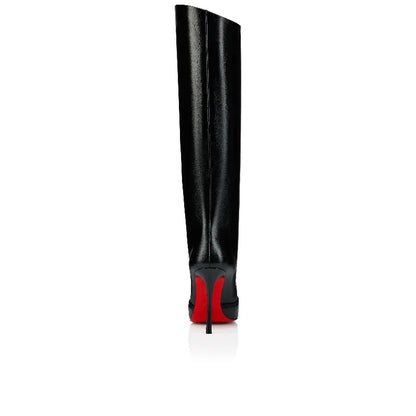 European and American Fashion Niche High-heeled Square Toe Side Zipper Knee High Bow Boots Women's Versatile Banquet Shoes.