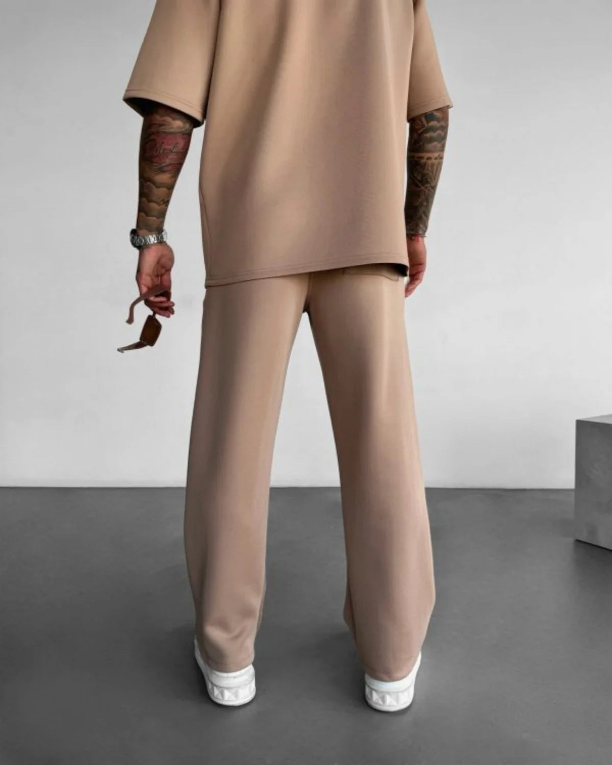 2025 Spring and summer men's new four seasons loose straight tube sports casual pants comfortable suit pants drawstring waistban