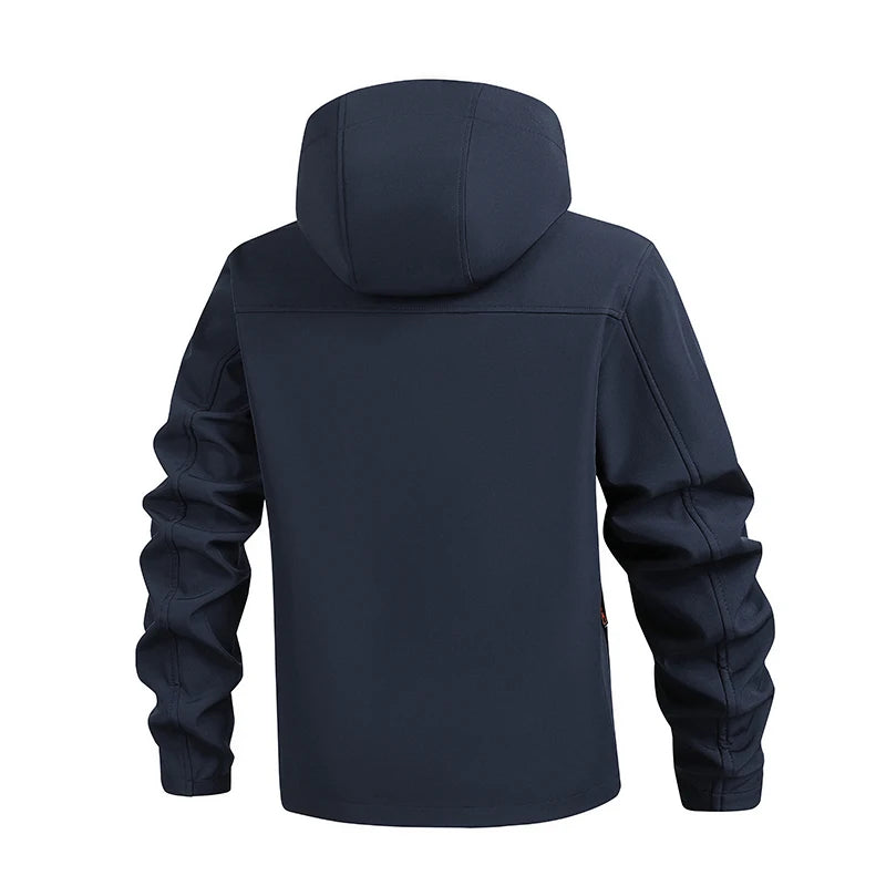 Jacket Coat Winter Soft Case Male Outdoor Sports Hooded Coat Multi-pocket Inside Fleece Casual Waterproof Windproof Sport Jacket.