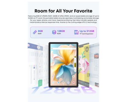 CHUWI AuPad 10.95-inch Tablet FHD Screen 8GB DDR4 128GB ROM 4G LTE GPS Android 14 Snapdragon 685 Octa-Core Widevine L1 Tablet PC.