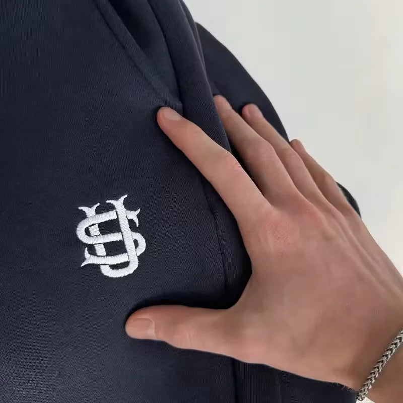 Streetwear Hoodie Sets Mens Y2K Straight Sweatpants Fashion Embroidery Logo Suits Casual High Street Couple Training Suit.