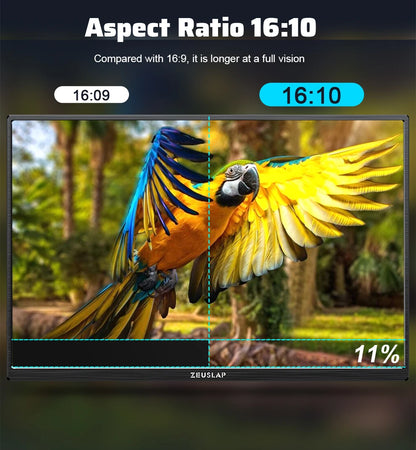 ZEUSLAP 16" 2.5K 144hz Portable Monitor 2560*1600 16:10 100%sRGB 500Cd/m²  Travel Gaming Display for Laptop Switch ps4 ps5 Xbox.