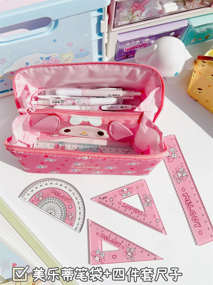 Sanrio Cinnamoroll Federmäppchen mit großem Fassungsvermögen, Hello Kitty Kuromi Melody, Kosmetiktaschen, Schreibwarentasche, Stiftbox, Schulbedarf.