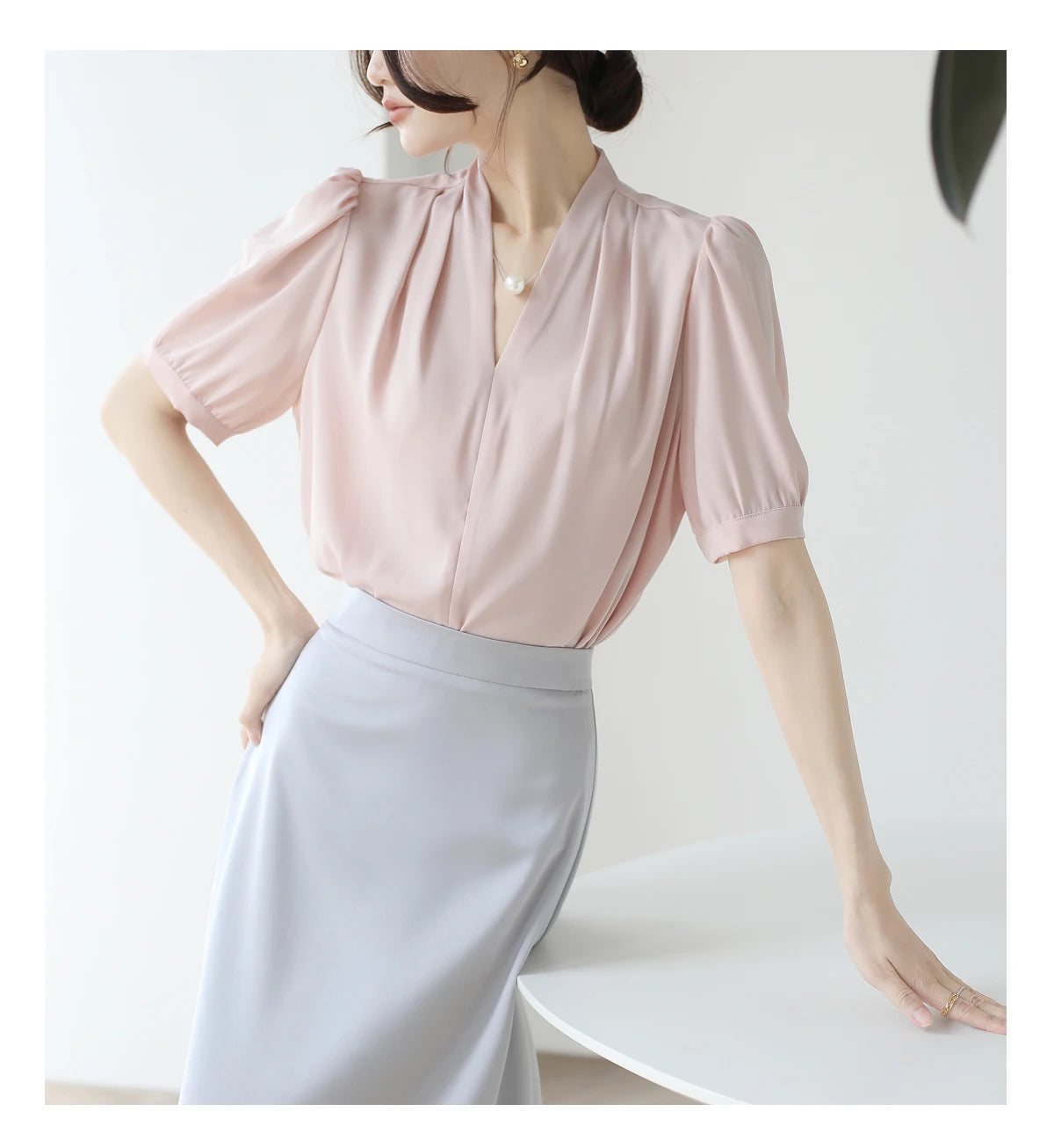 2025 Fashion Summer Short Sleeve V-Neck Women Blouse White Blouse Shirt Women Tops Blouses Shirts Blusas De Mujer Camisas P856