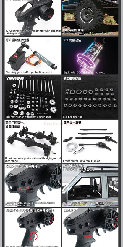 New Yikong Yk4107 1/10 Full Scale Rc Remote Control Start Tank U-Turn Model Super Large Climbing Vehicle Lcg Chassis 4wd Toy.