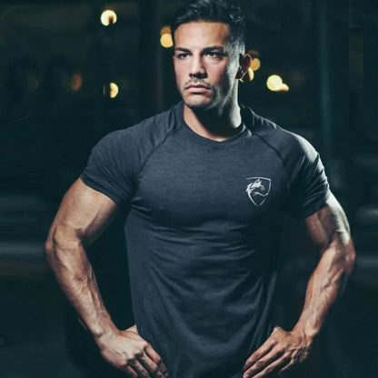 Men Tshirt Bodybuilding Tight Compression Quick-drying Muscle Shirt Fitness Workout Basketball Running Clothing Men T-shirt.
