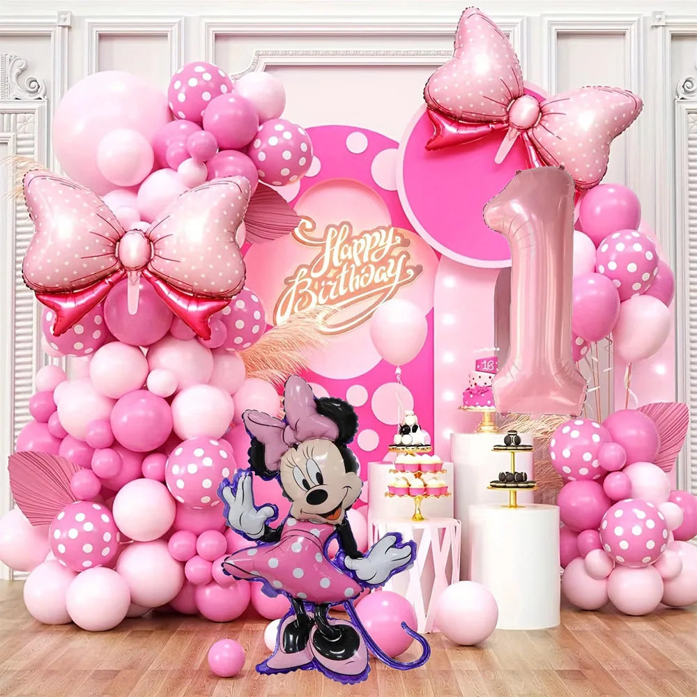 1Set Cartoon Minnie Maus Rosa Anzahl Ballons Girlande Bogen Kit Set Mädchen Prinzessin Geburtstag Party Baby Dusche Dekoration Geschenke.