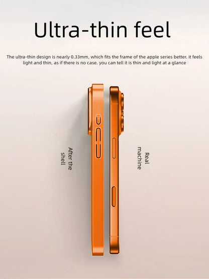 Official Orange Magsafe Magnetic Glass Phone Case for iPhone 17 Air 16 15 14 13 Pro Max Hard Shockproof Protect Matte Cover.