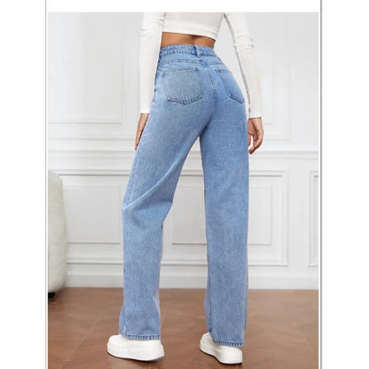 2000s Jeans Women High Waist Wide Leg Straight Y2K Jean Women's Loose Fit Denim Trousers Comfortable Plus Size Casual Pants.