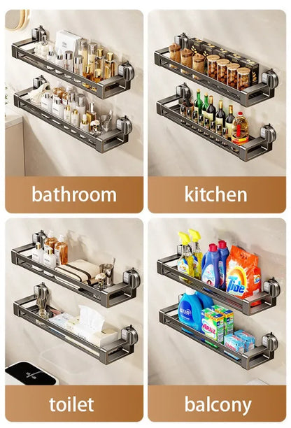 Haushalt Saugnapf Schnalle Badezimmer Dusche Gel Lagerung Korb Wc Ohne Stanzen Waschraum Wand-montiert Lagerung Rack