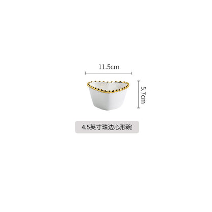 Nordic Luxury Phnom Penh Love Plate Ceramic Plate Dim Sum Fruit Breakfast Salad Dish Restaurant Steak Plate Jewelry.