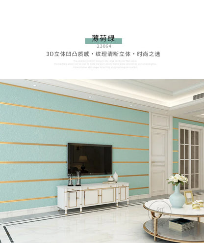Hirschhaut Samt horizontal gestreifte Tapete Wohnzimmer Schlafzimmer gestreifte Film- und Fernsehwand 3D-Relief verdickte Tapete