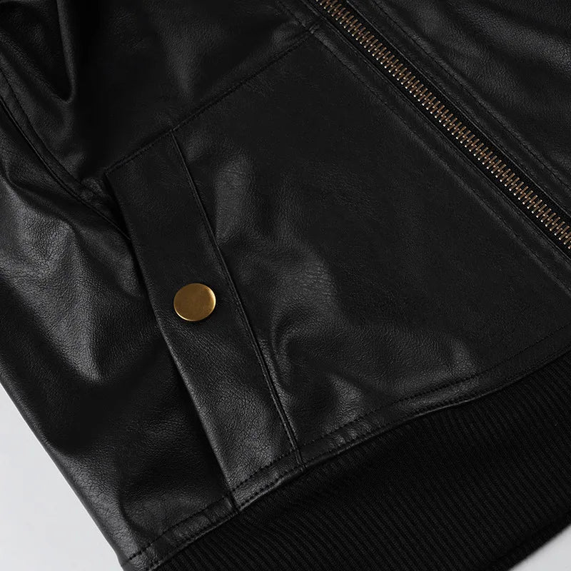 AltGoth Harajuku Streetwear Pu Leder Jacke Mall Gothic Cyber Punk Rollkragen Crop Mäntel Hipster Dark Grunge Rave Outfit Femme