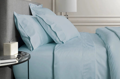 US-Europa-Größe, 1000 TC, 100 % ägyptische Baumwolle, Bettwäsche-Set, weiße, silberblaue Farben, individuell anpassbar