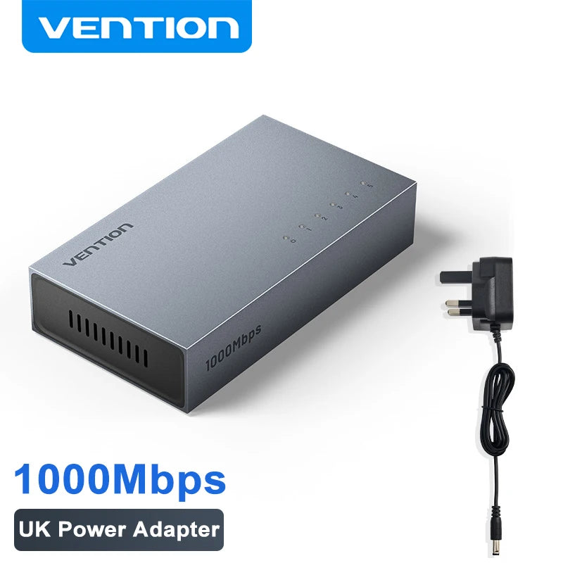 Vention 1000Mbps Gigabit Network Switch Expansion 5 Ports RJ45 Ethernet Switch Splitter Adapter for Router Lan Hub Plug and Play