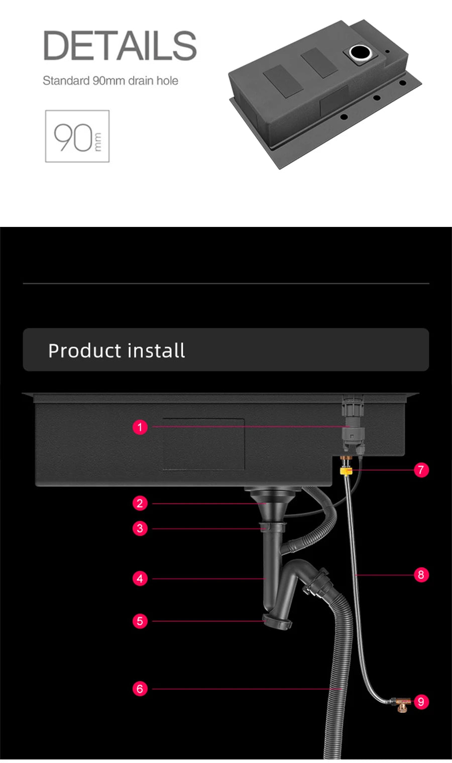 ASRAS New Waterfall Faucet Kitchen Sinks Nanometer Large Size 4mm Panel Handmade Sinks Cup Rinser Kitchen Sinks