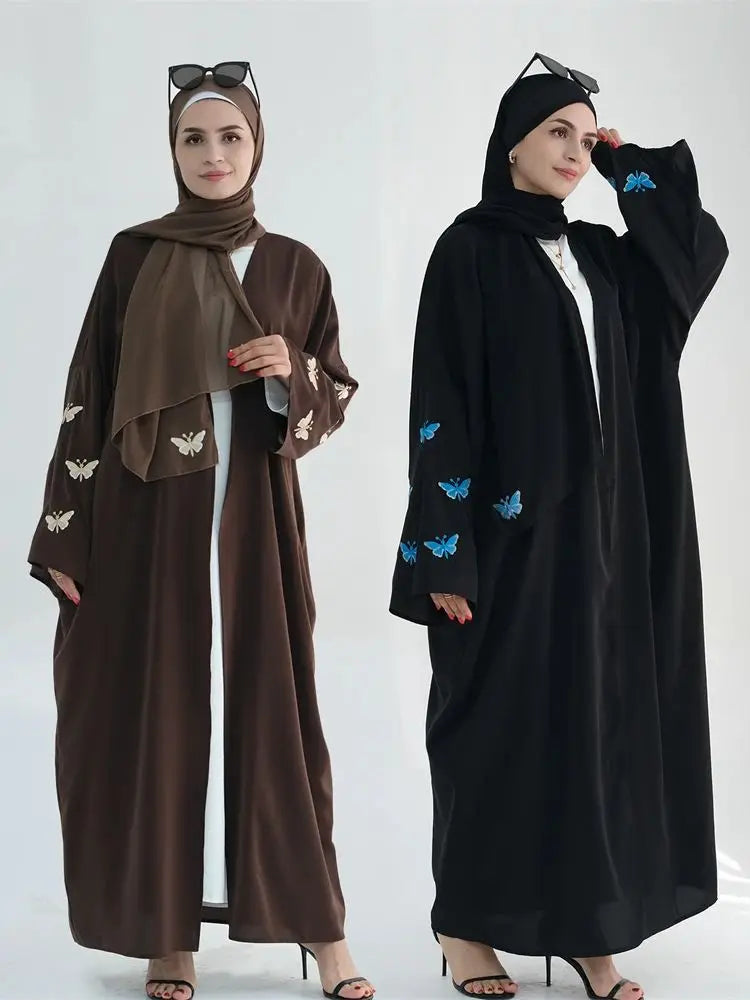 Ramadan Open Linen Butterfly Kimono Abaya Dubai Turkey Islam Muslim Dress Abayas For Women Kebaya Kaftan Robe Musulmane Femme.