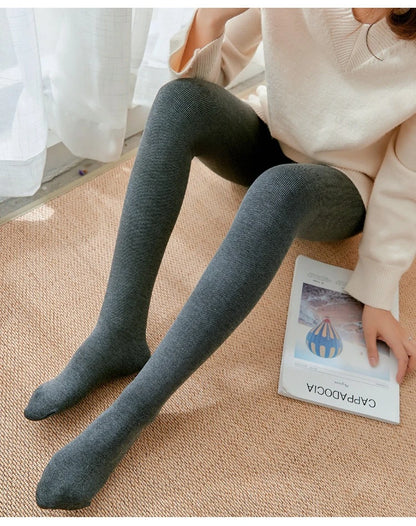 Women's Fall Winter Ribbed Vertical Stripe Thermal Leggings Fleece Thickened  Street Ready Seamless High Waist Thermal Pants.