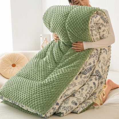 Home Textiles Comforter Stitch Printed Velvet Quilt Comforter Throw Blankets for Beds Winter Thicken Warm Quilt Core Bedding 이불