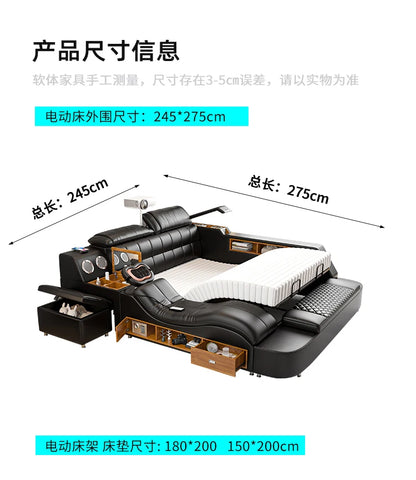 Nordic Multifunktions Doppelbett Seite Von Seite Leder Luxus Kingsize Bett Rahmen Plattform Holz Design Lit Schlafzimmer Set Möbel