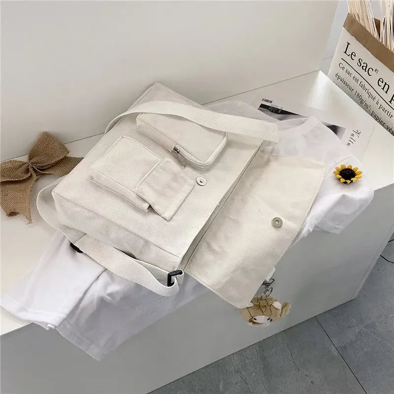 Cute Canvas Bag Wild Student Women Handbags Shoulder Bag Female Japanese Harajuku Diagonal Crossbody Bags for Girl Pouch Bolsas.