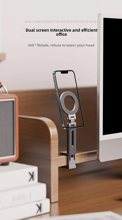 Universal Magnetic Phone Holder Travel Essentials Multi-axis Rotation Hands-Free Airplane Phone Mount Desktop Clip for Phone.