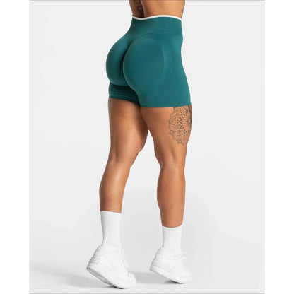 Women's Seamless Gym Solid Color Sports Shorts White Waist Tight High Waist Hip Lifting Yoga Pants Running Sports Shorts