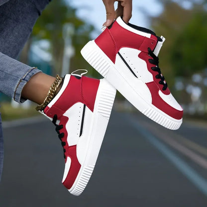 YRZL High Top Sneakers Unisex Waterproof Pu Leather Lightweight Sports Shoes Wear Resistant Tennis Shoes for Men Women.