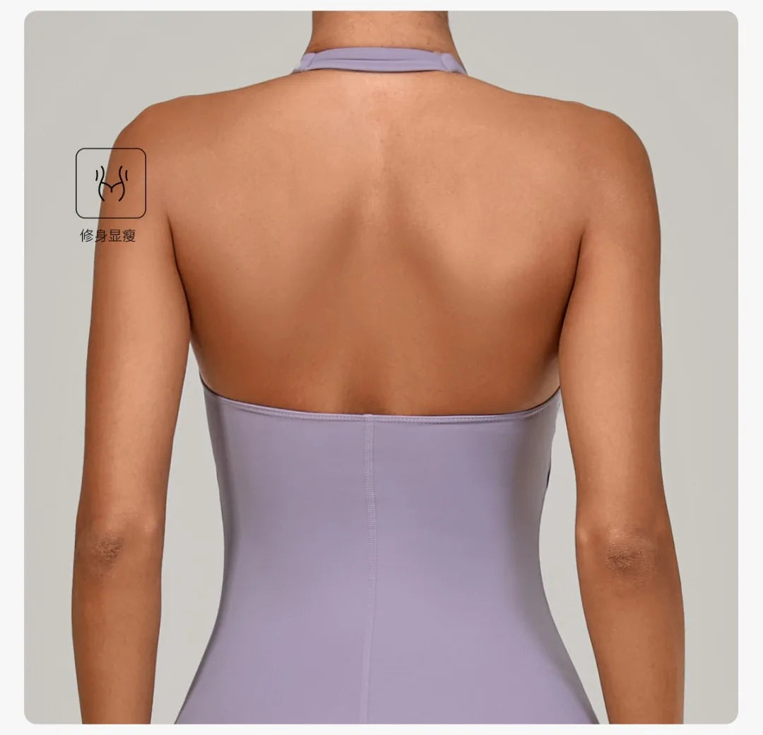 Yoga Jumpsuit Sports Fitness Peach Hip Halter Neck Backless Pants Bodysuit Outdoor Dance Jumpsuit Tight Yoga Wear for Women.