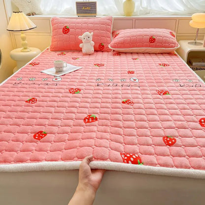 Winter Warm Velvet Mattress Toppers Thick Bed Mattress Cover Bedspread Bed Linens Thin Tatami Floor Mat Single Double Bed Sheet.