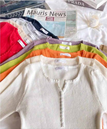 2025 frauen Solide Strick Pullover Herbst Winter Pullover V-ausschnitt Taste Langarm Schlank Pullover Koreanische Casual Basis Schicht Y2k.