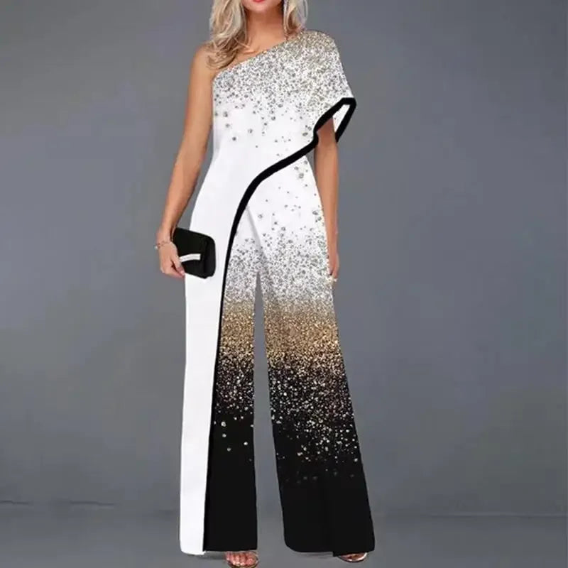 2024 Amazon Independent Station Women's Jumpsuit Slimming Fashionable Color Blocking Women's Trousers Jumpsuit Casual Style.