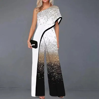 2024 Amazon Independent Station Women's Jumpsuit Slimming Fashionable Color Blocking Women's Trousers Jumpsuit Casual Style.