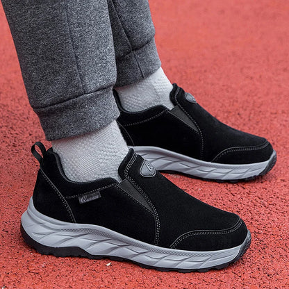 Mens Walking Shoes Leather Anti Slip Wear-resistant Autumn Fashion High-quality Soft Sole Comfortable Casual Flat Sneakers Man.