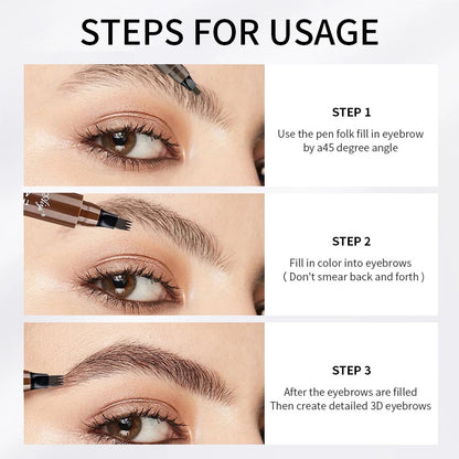 Four-pronged eyebrow pencil, four-end, long-lasting, non-smudged, water-resistant, anti-smudged eyebrow pencil.
