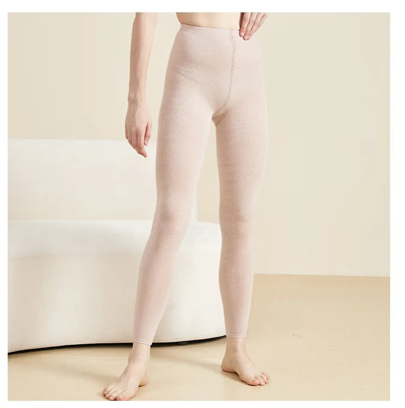 Women's Autumn and Winter Mulberry Silk Blend Tights Slim High Waist Skinny Anti-Hook Thick Warm Leggings Tights Stockings.